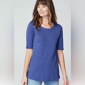 J Jill Azul Pima Slub Scoop Neck Elbow Sleeve Tee Large Tall
NWT